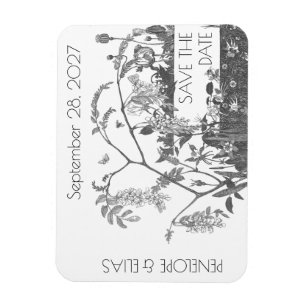 Ímã Ilustração Floral Vintage Salve a Data