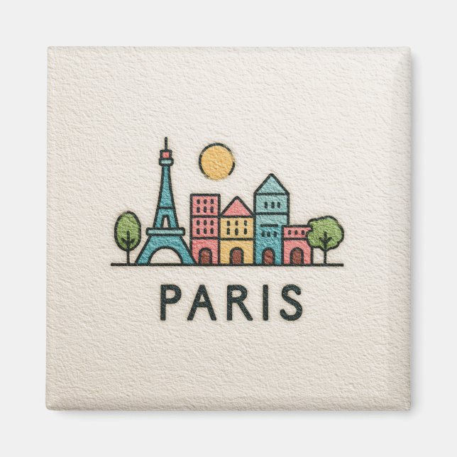 Imã Ilustração Fofa de Paris (Frente)