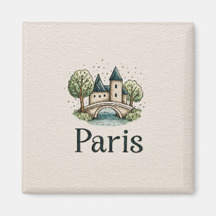 Imã Ilustração Fofa de Paris