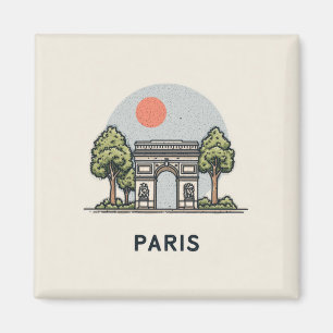 Imã Ilustração Fofa de Paris