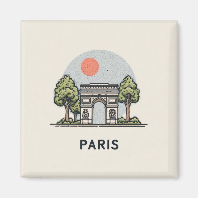 Imã Ilustração Fofa de Paris (Frente)