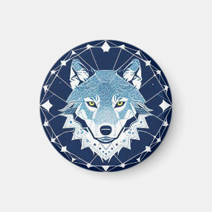 Imã Ilustração Geométrica de um Lobo