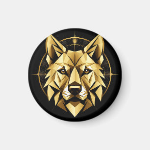 Imã Ilustração Geométrica do Lobo Dourado
