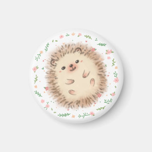 Imã Ilustração Hedgehog & Flowers