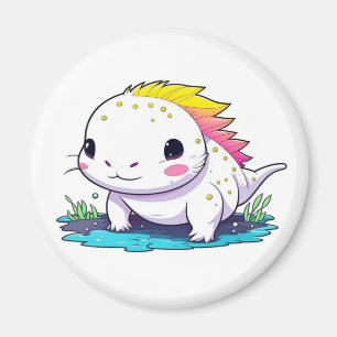 Imã Ilustração Kawaii de Axolote Fofa
