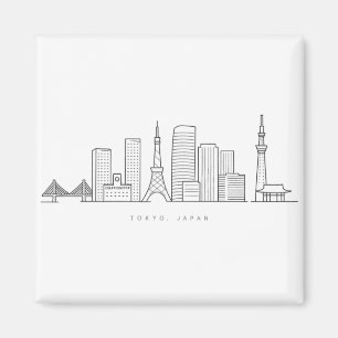 Imã Ilustração Minimalista da Silhueta de Tóquio