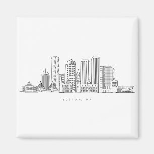 Imã Ilustração Minimalista do Horizonte da Cidade de B