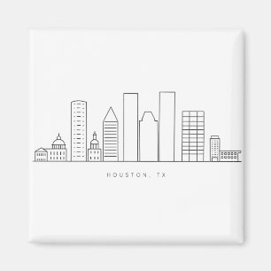 Imã Ilustração Minimalista do Horizonte de Houston