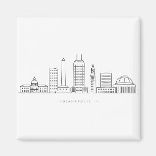 Imã Ilustração Minimalista do Horizonte de Indianapoli
