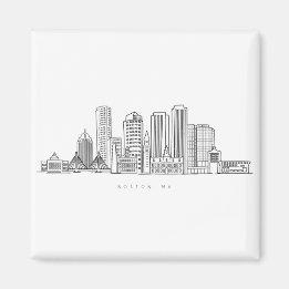 Imã Ilustração Minimalista do Skyline da Cidade de Bos