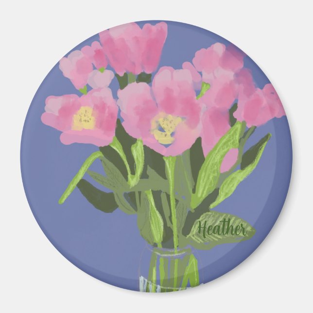 Imã Ilustração Moderna da Flor da Tulipa de Arte bonit (Frente)