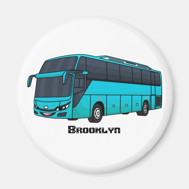 Imã Ilustração moderna do desenho animado do ônibus de (Frente)