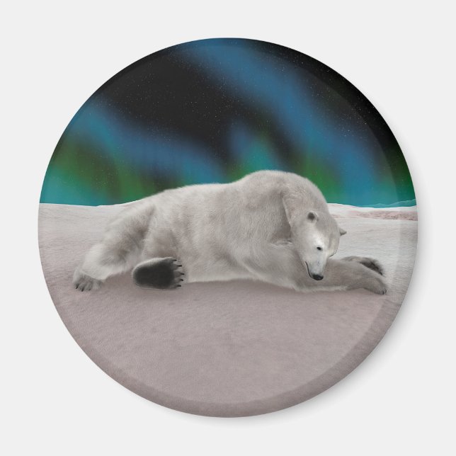 Imã Ilustração Pacífica de Urso Polar na Natureza Árti (Frente)