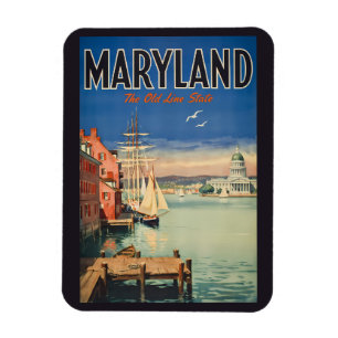 Ímã Ilustração Pintura de Viagem de Annapolis Maryland