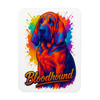 Ímã Ilustração Pop Art Vibrante do Bloodhound
