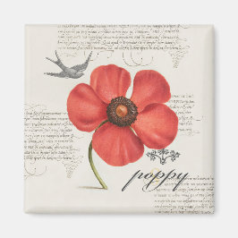 Imã Ilustração Poppy Vintage Moderna