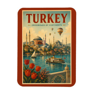 Ímã Ilustração Retro da Mesquita Azul Hagia Sophia da 