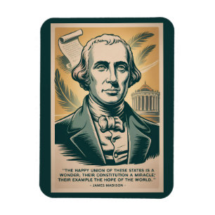 Ímã Ilustração Retro do Quarto Presidente James Madiso