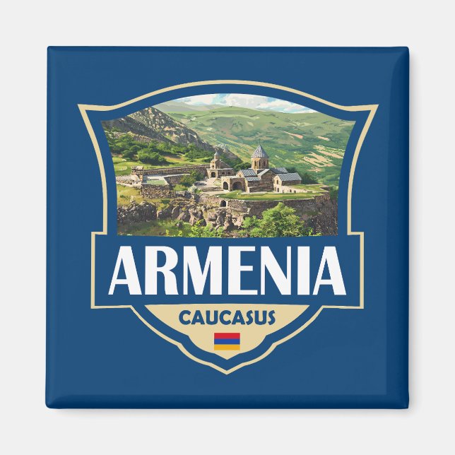 Imã Ilustração Retro Insígnia Armênia (Frente)