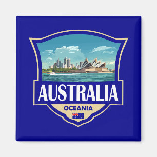 Imã Ilustração Retro Insígnia Austrália