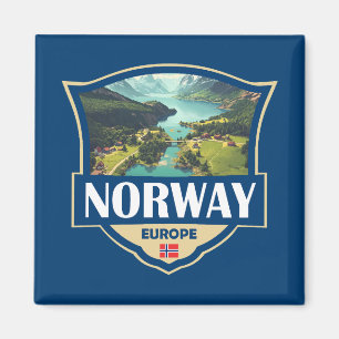 Imã Ilustração Retro Insígnia Noruega