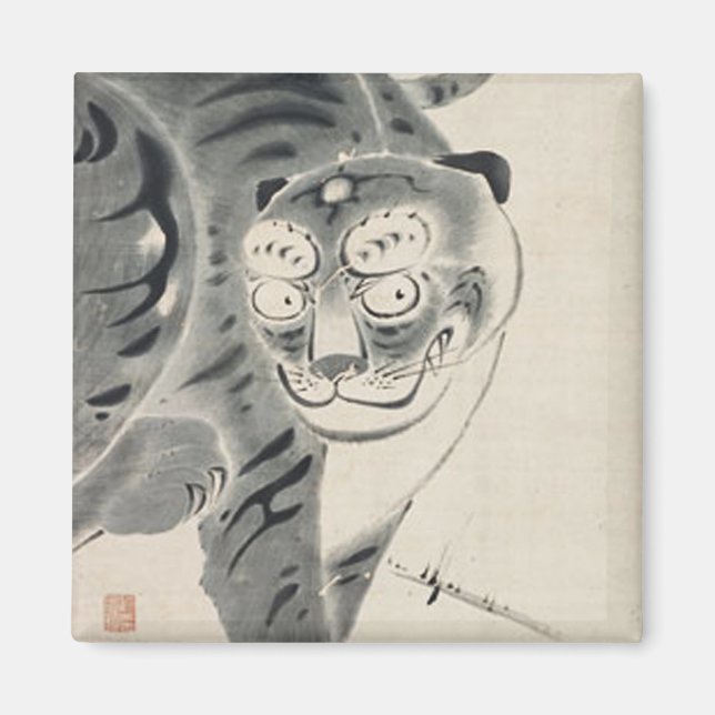 Imã Ilustração Tiger de Ito Jakuchu (Frente)