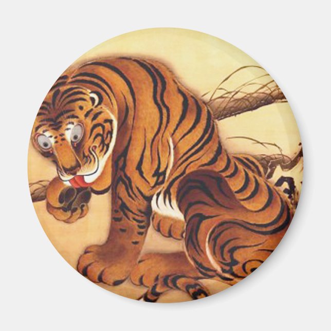 Imã Ilustração Tiger de Ito Jakuchu (Frente)