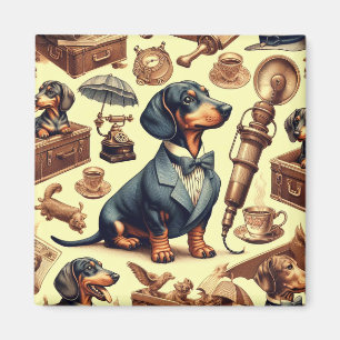 Imã Ilustração Vintage Dachshund