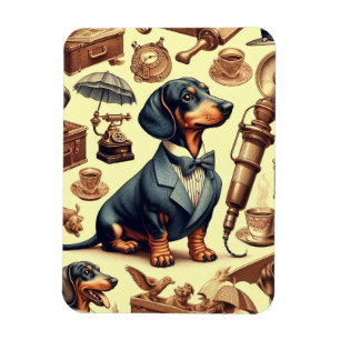 Ímã Ilustração Vintage Dachshund