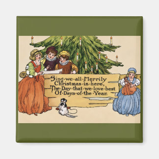 Imã Ilustração Vintage de Cantores de Natal Vitorianos