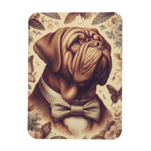 Ímã Ilustração Vintage Dogue de Bordeaux