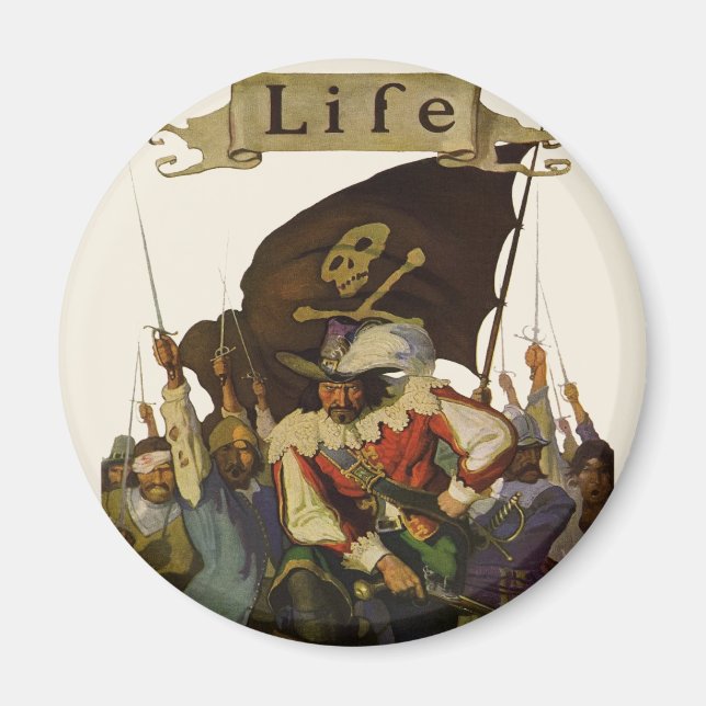 Imã Ilustração Vintage Pirate Life 1921 (Frente)