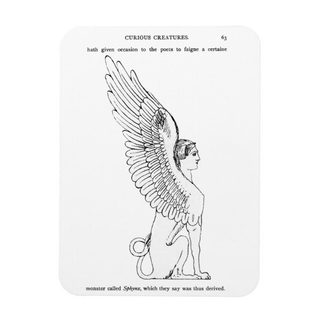 Ímã Ilustração Vintage Sphinx (Vertical)