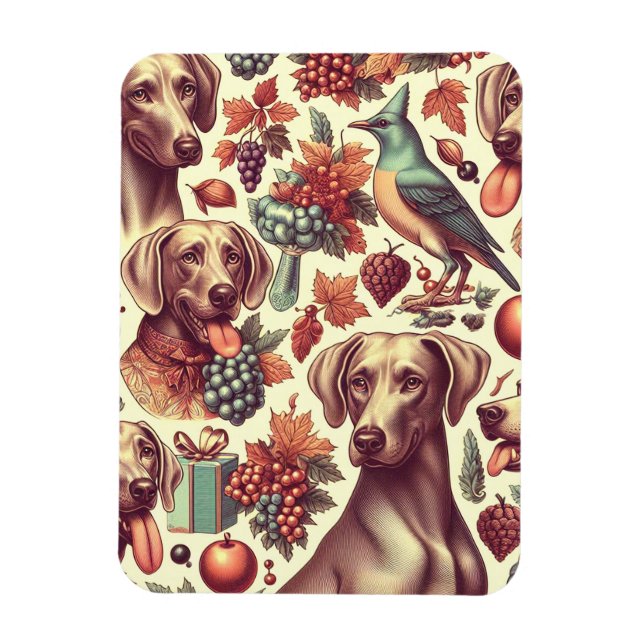 Ímã Ilustração Vintage Weimaraner Seamless (Vertical)