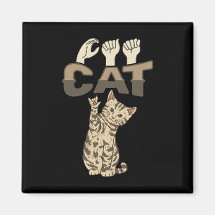 Imã ILY Cat ASL Gesto manual surdo audição perda de au