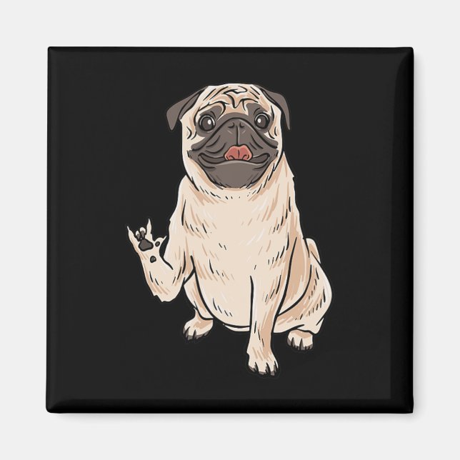 Imã Ily Pug Cão Gestual Mão Asl Surdo Perda Auditiva A (Frente)