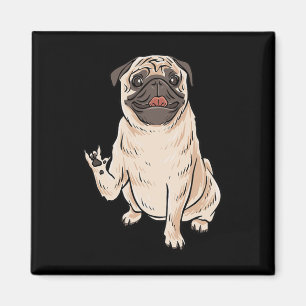 Imã ILY PUG DOG ASL Gesto manual surdo ouvindo perda A