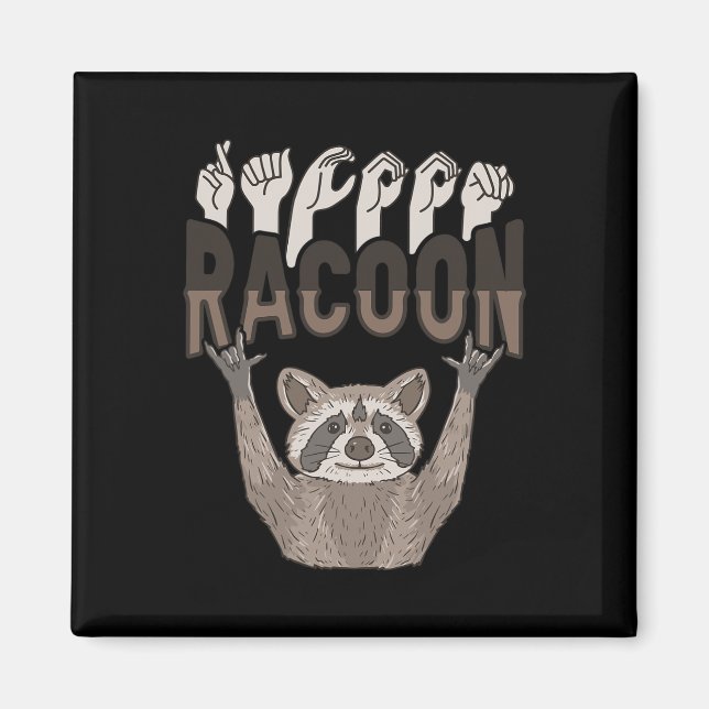 Imã ILY Racoon ASL Gesto de Mão Surda Perda de Audiênc (Frente)