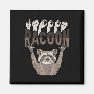 Imã ILY Racoon ASL Gesto de Mão Surda Perda de Audiênc