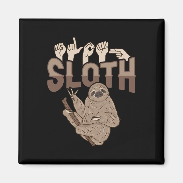 Imã ILY Sloth ASL Gesto de Mão surdo surdo Perda de au (Frente)