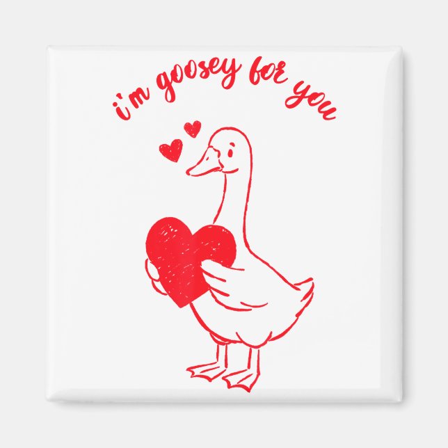 Imã I'm Goosey For You Valentine Goose Hearts Minimal  (Frente)