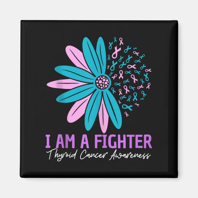 Imã Im Um Ribbo Flor De Câncer de tiróide De Combate (Frente)