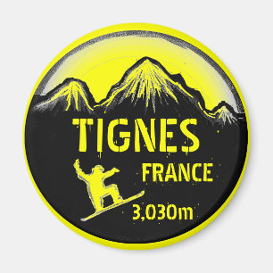 Imã Ímã amarelo da arte do snowboard de Tignes Franc