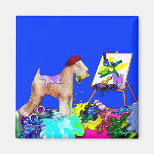 Imã Ímã: Artista Wheaten de Terrier (Bkgd azul)