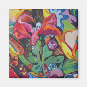 Imã ímã artístico decorativo com papoila vermelha