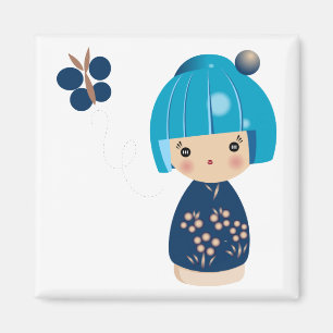 Imã Ímã azul da objectiva tripla de Kokeshi
