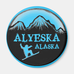 Imã Ímã azul do snowboarder de Alyeska Alaska