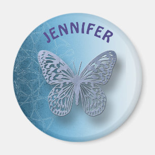 Imã Ímã azul personalizado da mandala e da borboleta