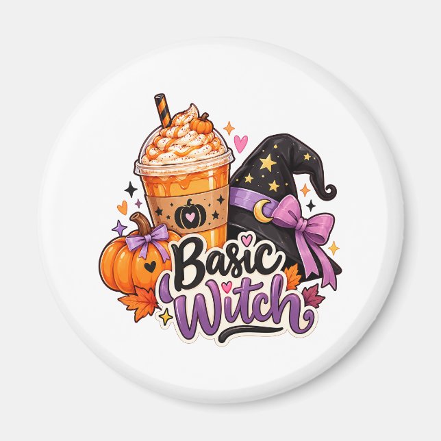 Imã Ímã Básico de Halloween de Bruxa Fofa (Frente)