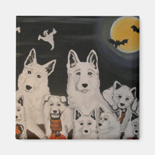 Imã Ímã branco da família do Dia das Bruxas do cão